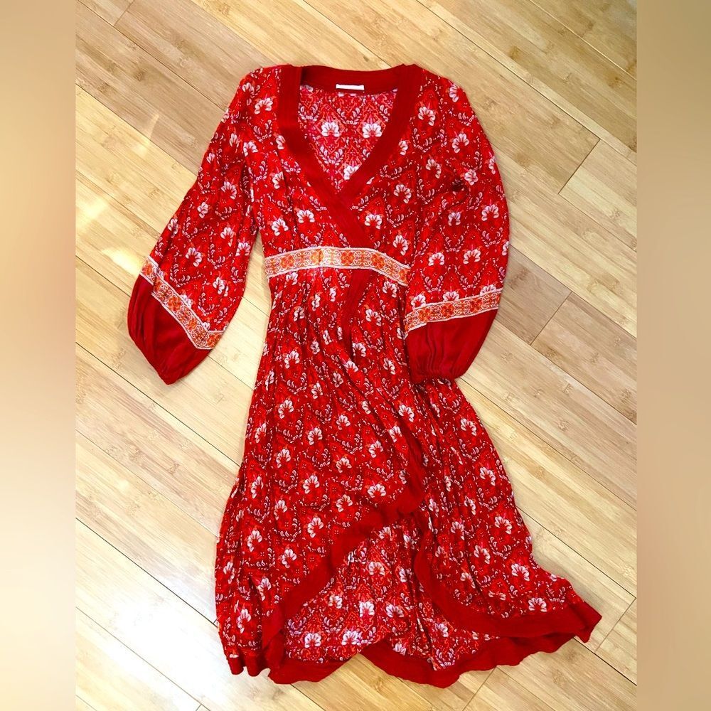 Sale! Spell Red Floral Jewel Sorei Dress Size X-Small